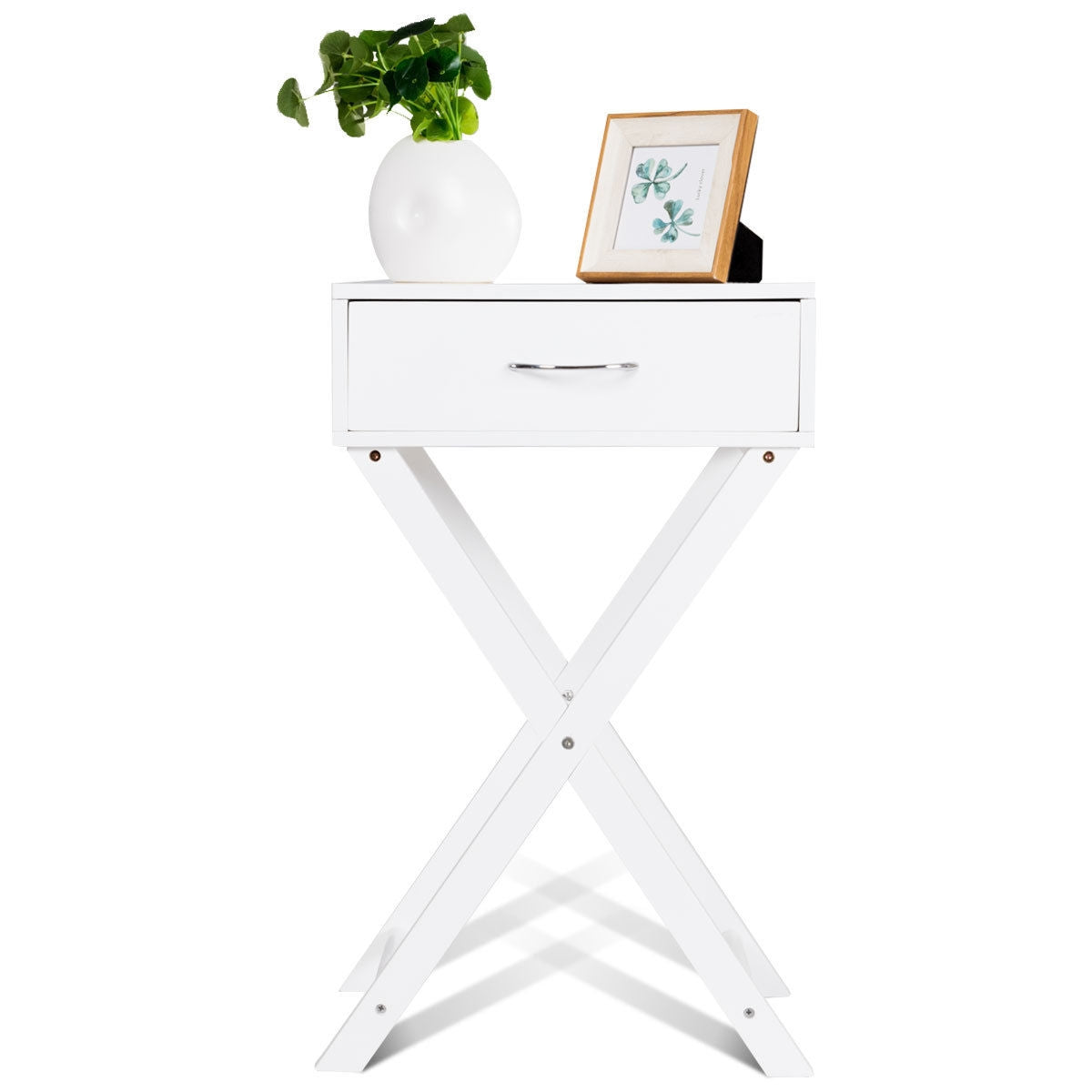 Modern X-Shape Accent Side End Table-Black-End & Side Tables-DECOROLALA