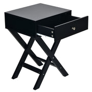Modern X-Shaped Nightstand with Drawer for Living Room Bedroom-Black-Nightstands-DECOROLALA