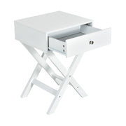 Modern X-Shaped Nightstand with Drawer for Living Room Bedroom-White-Nightstands-DECOROLALA