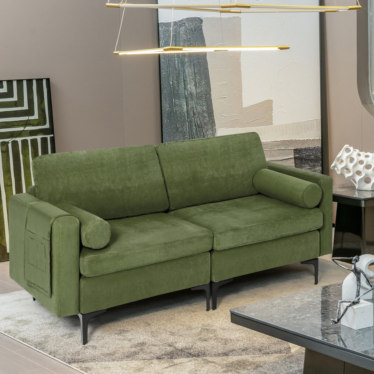 Modular 2-seat/3-Seat/4-Seat L-shaped Sectional Sofa Couch with Reversible Chaise and Socket USB Ports-2-Seat-Sofas & Loveseats-DECOROLALA