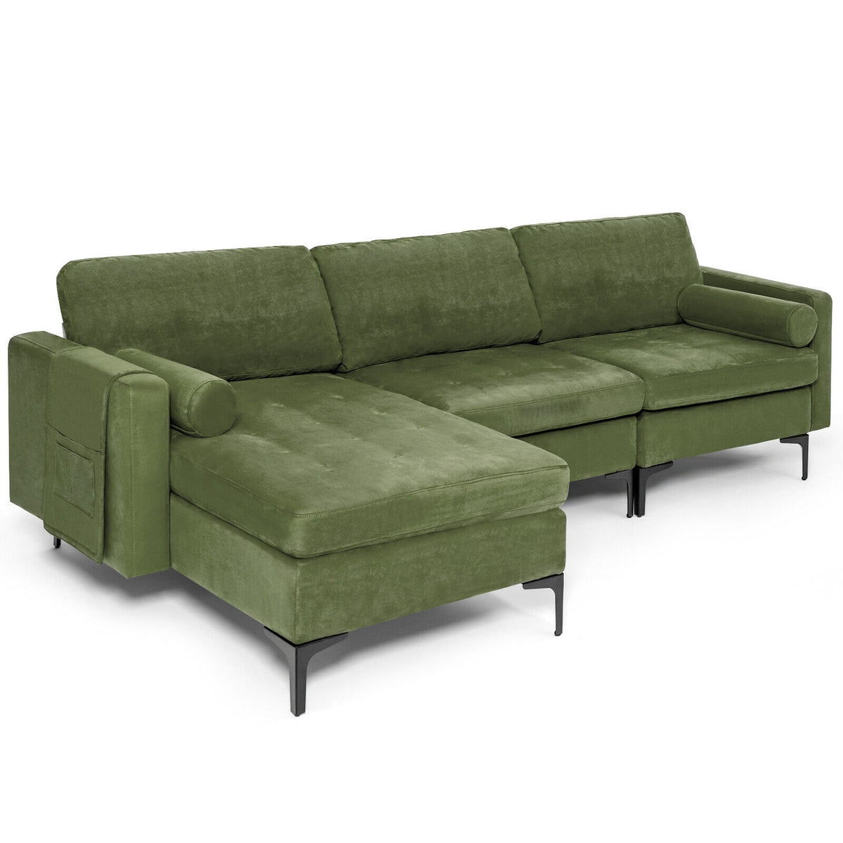 Modular 2-seat/3-Seat/4-Seat L-shaped Sectional Sofa Couch with Reversible Chaise and Socket USB Ports-3-Seat L-shaped-Sofas & Loveseats-DECOROLALA