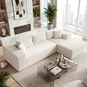 Modular L-Shaped Sectional Sofa - Beige Corduroy 4-Seater Couch-Sofas & Loveseats-DECOROLALA