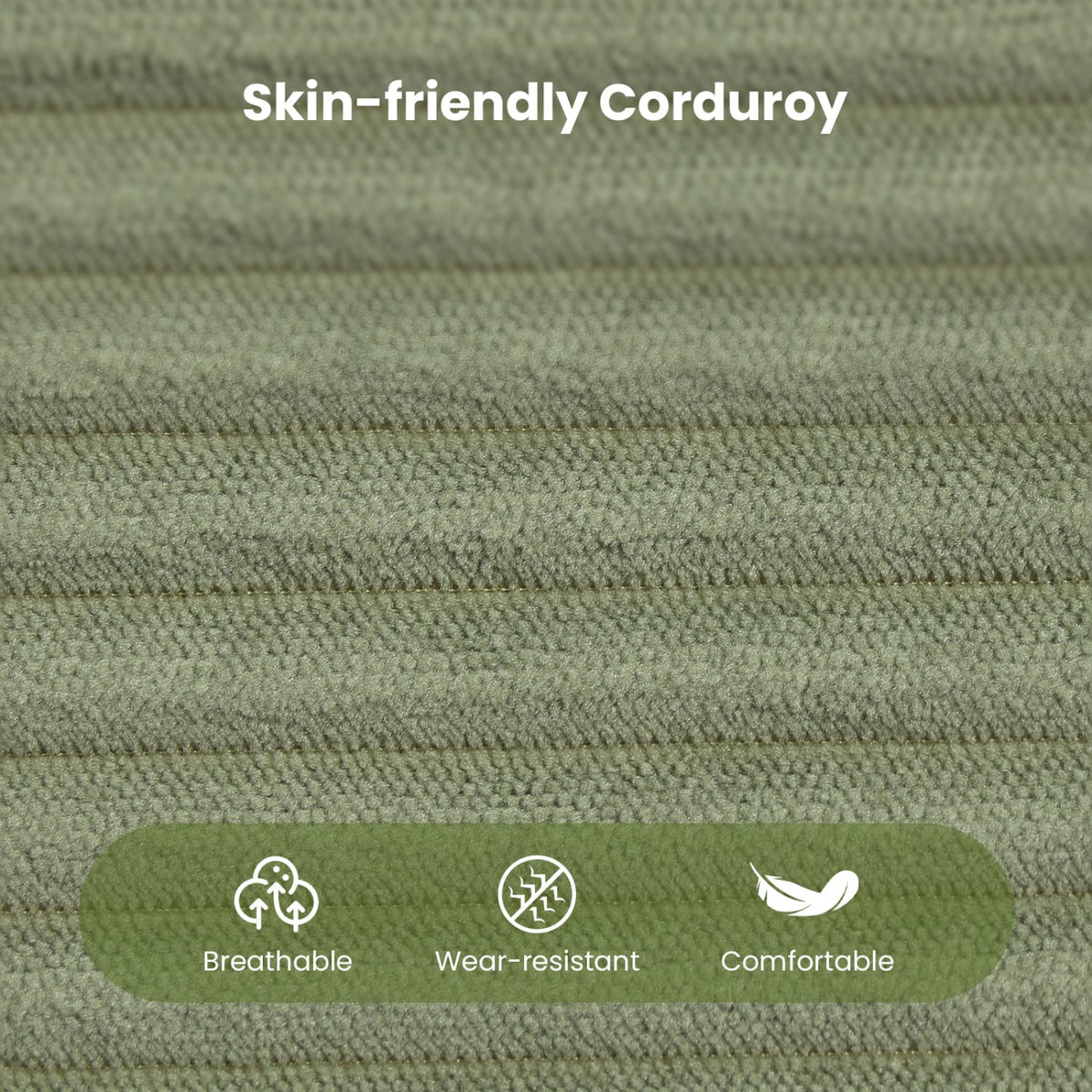 Modular L-Shaped Sectional Sofa - Green Corduroy 4-Seat Couch-Sofas & Loveseats-DECOROLALA