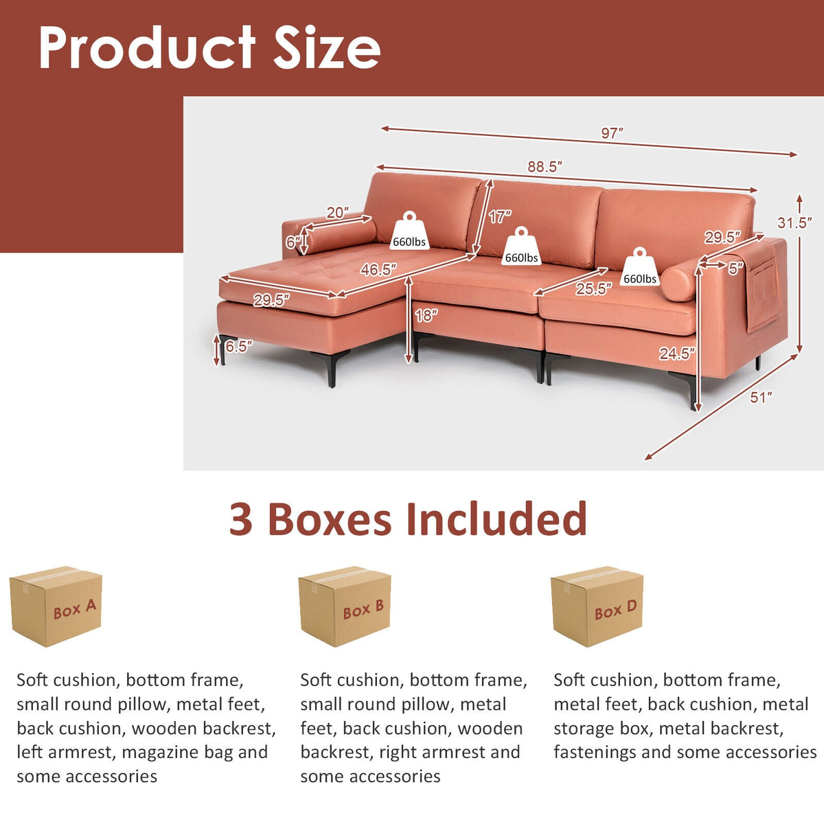 Modular L-Shaped Sectional Sofa - Pink Suede with USB Ports-Sofas & Loveseats-DECOROLALA