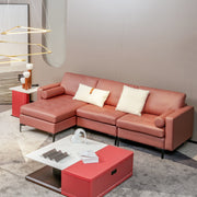 Modular L-Shaped Sectional Sofa - Pink Suede with USB Ports-Sofas & Loveseats-DECOROLALA