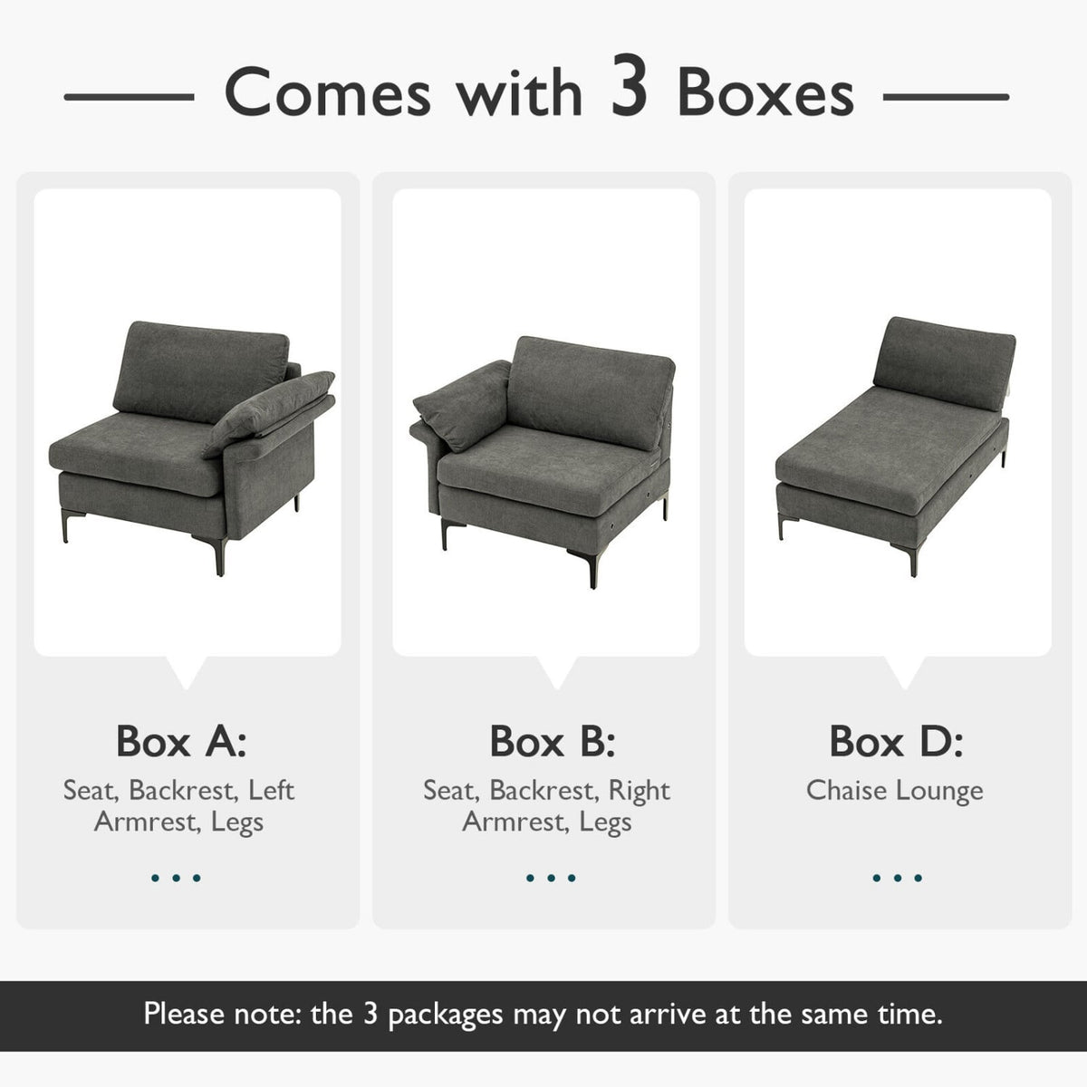Modular L-Shaped Sectional Sofa with Storage & USB - Gray 100"-Sofas & Loveseats-DECOROLALA
