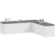 Modular L-Shaped Shoe Storage Bench - White Wood Grain-Home Furnishings > Storage & Organization > Shoe Storage Cabinets & Racks-DECOROLALA