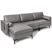 Modular L-shaped 3-Seat Sectional Sofa with Reversible Chaise and 2 USB Ports-Light Gray-Sofas & Loveseats-DECOROLALA