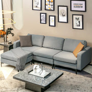 Modular L-shaped Sectional Sofa with Reversible Chaise - Dark Gray-Sofas & Loveseats-DECOROLALA