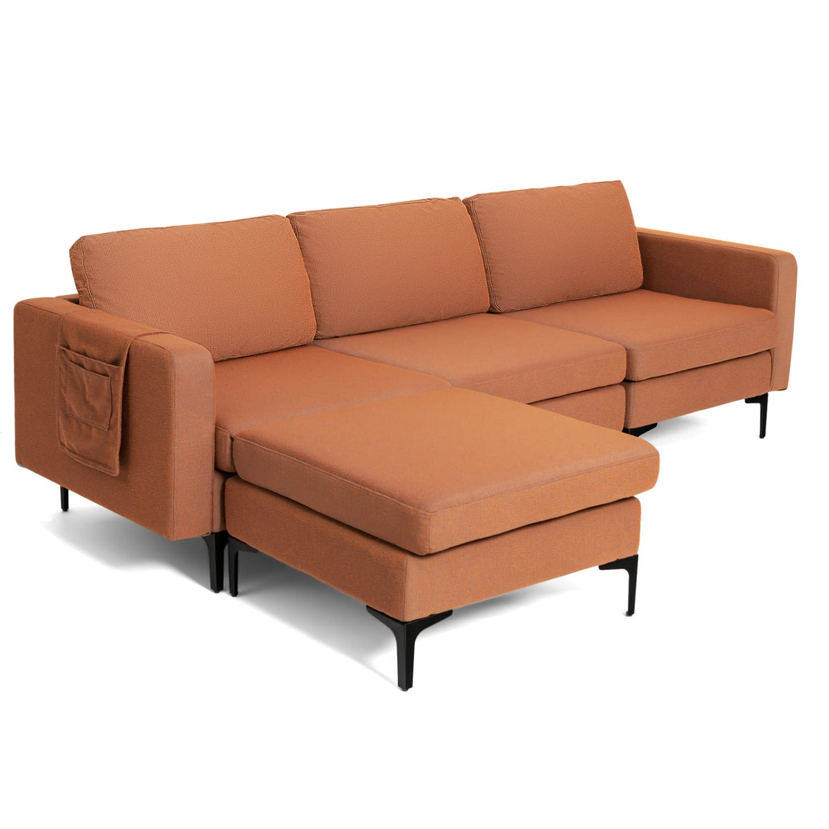 Modular L-shaped Sectional Sofa with Reversible Chaise - Orange-Sofas & Loveseats-DECOROLALA