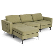 Modular L-shaped Sectional Sofa with Reversible Chaise and 2 USB Ports-Green-Sofas & Loveseats-DECOROLALA