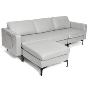 Modular Modern L-shaped Sectional Sofa with Reversible Chaise and 2 USB Ports-Light Gray-Sofas & Loveseats-DECOROLALA