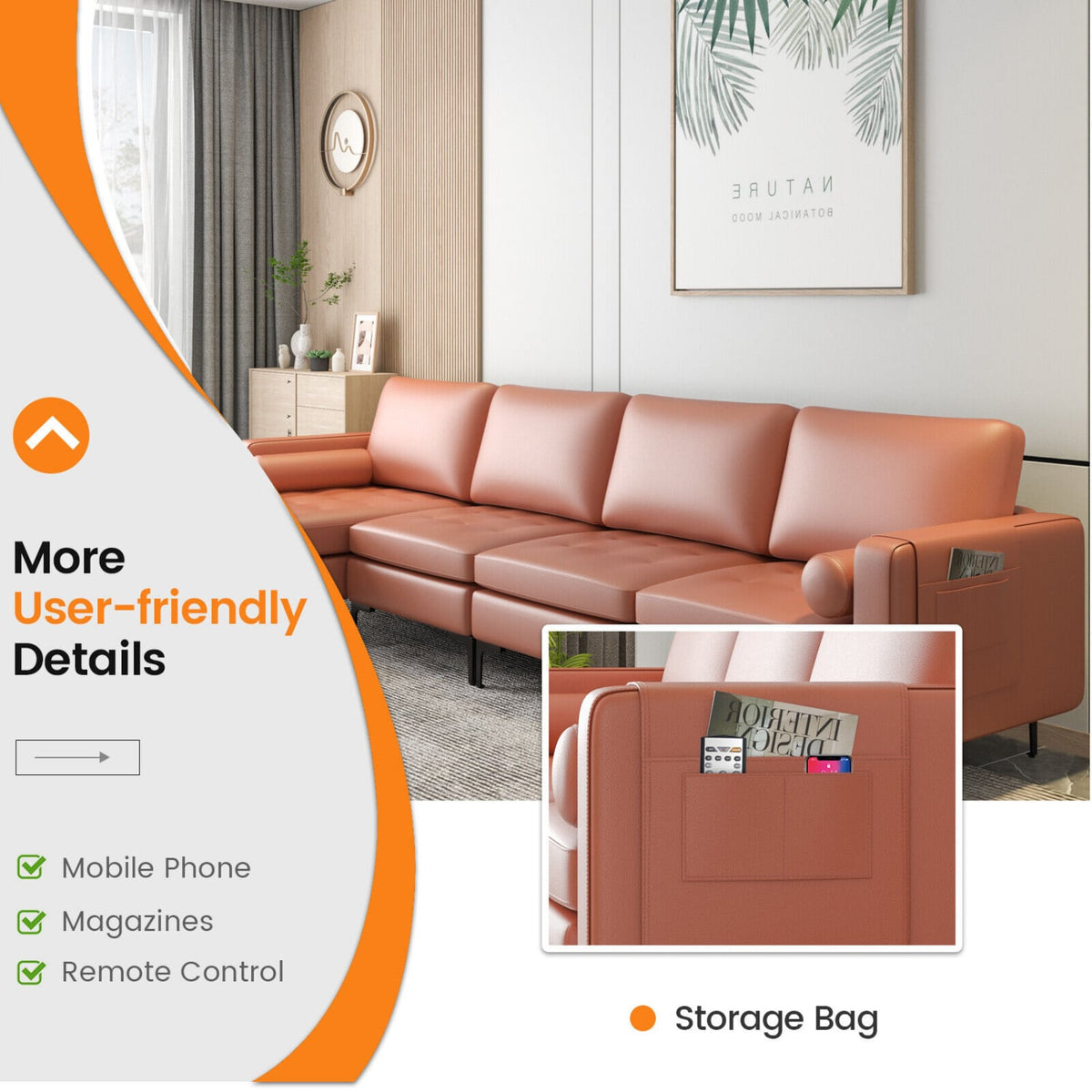 Modern L-Shaped Sectional Sofa - Pink Suede with USB Ports-Sofas & Loveseats-DECOROLALA