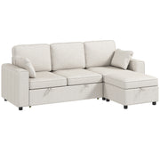 Modular Sectional Sleeper Sofa with Storage Ottoman - Beige-Home Furnishings > Living Room Furniture > Sofas & Reclining Chairs-DECOROLALA