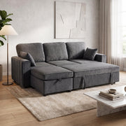Modular Sectional Sofa Bed with Storage Ottoman - Dark Grey-Sofas & Recliners-DECOROLALA