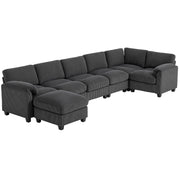 Modular Sectional Sofa U-Shaped Charcoal Grey-DECOROLALA