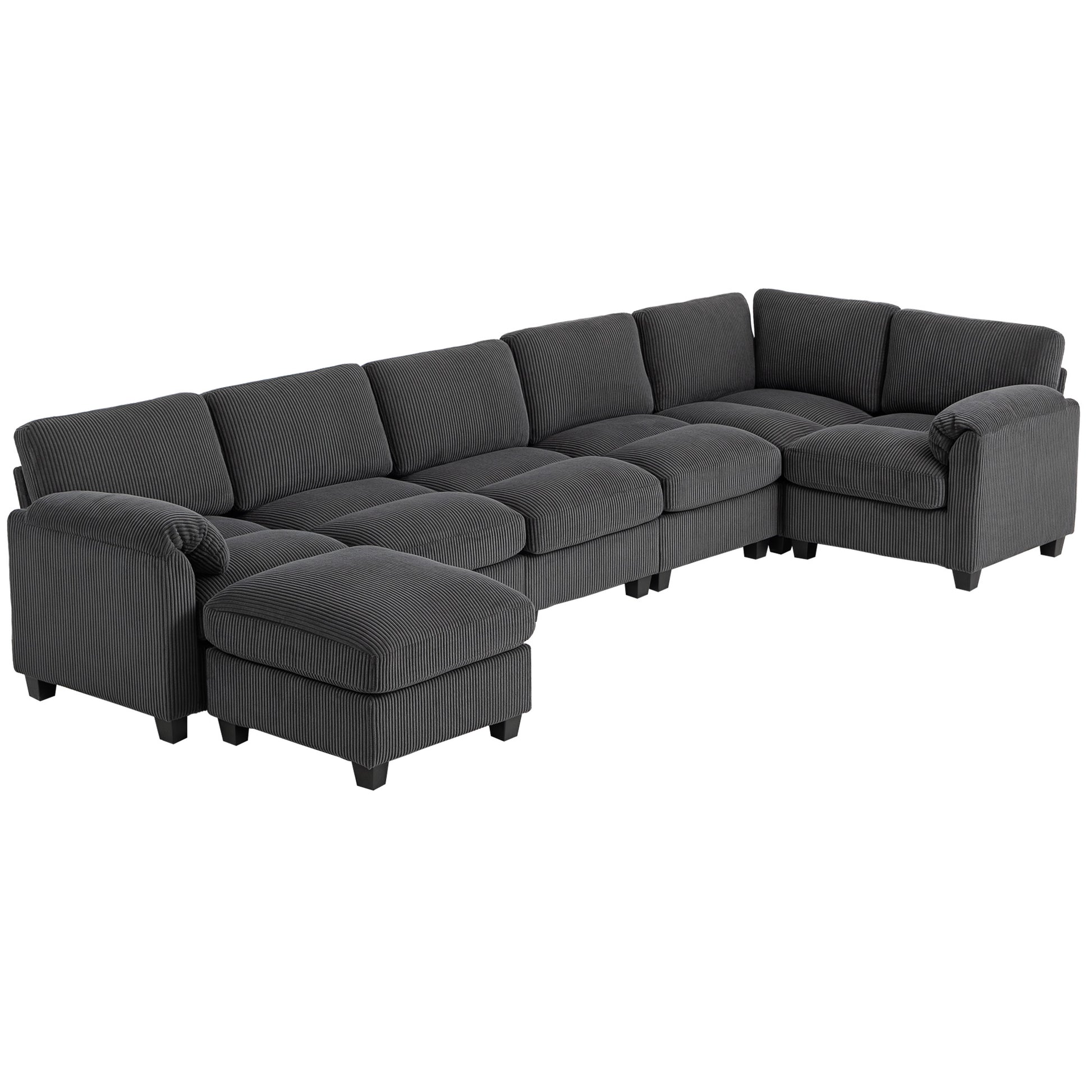 Modular Sectional Sofa U-Shaped Charcoal Grey-DECOROLALA