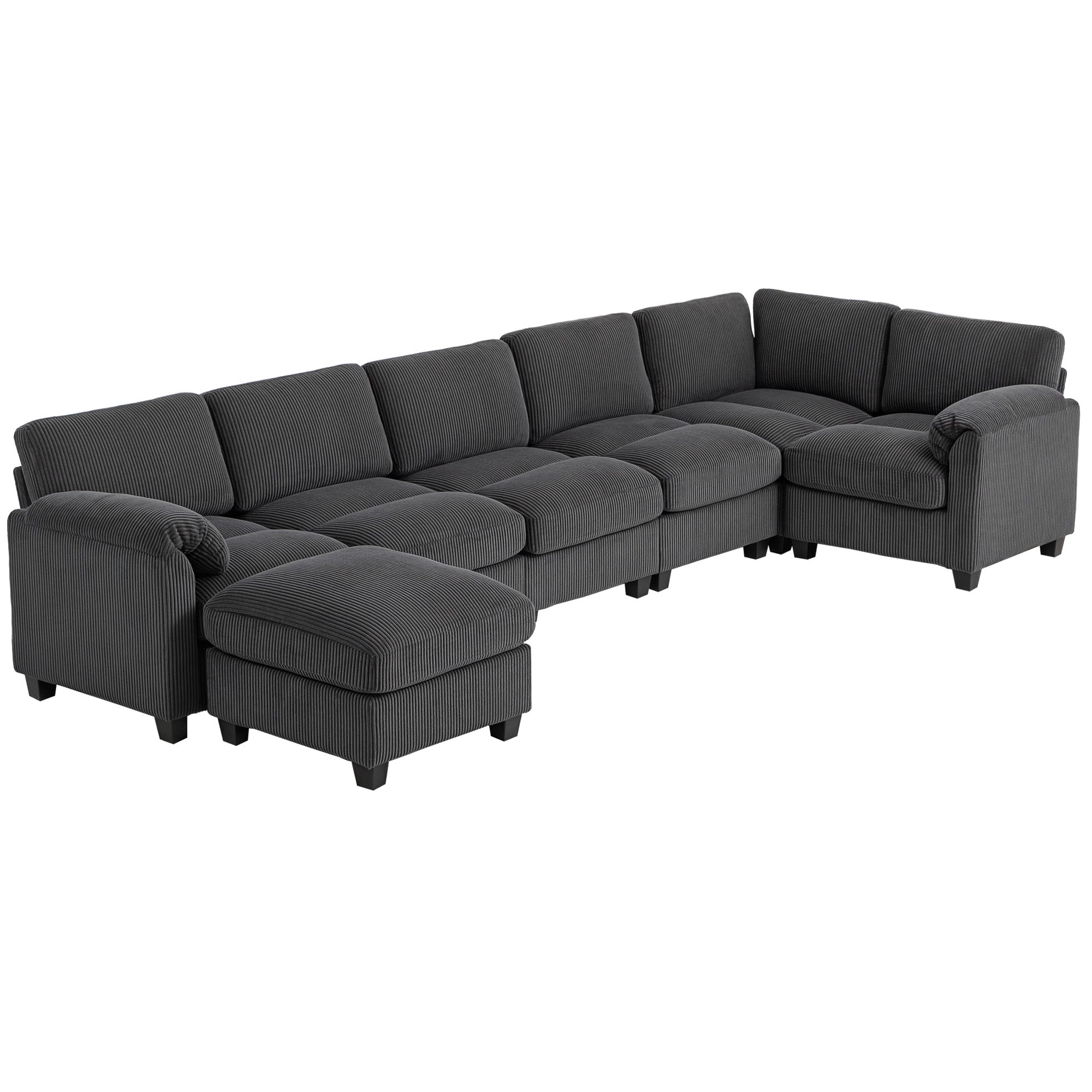 Modular Sectional Sofa U-Shaped Charcoal Grey-DECOROLALA