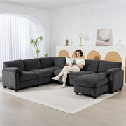 Modular Sectional Sofa U-Shaped Charcoal Grey-DECOROLALA