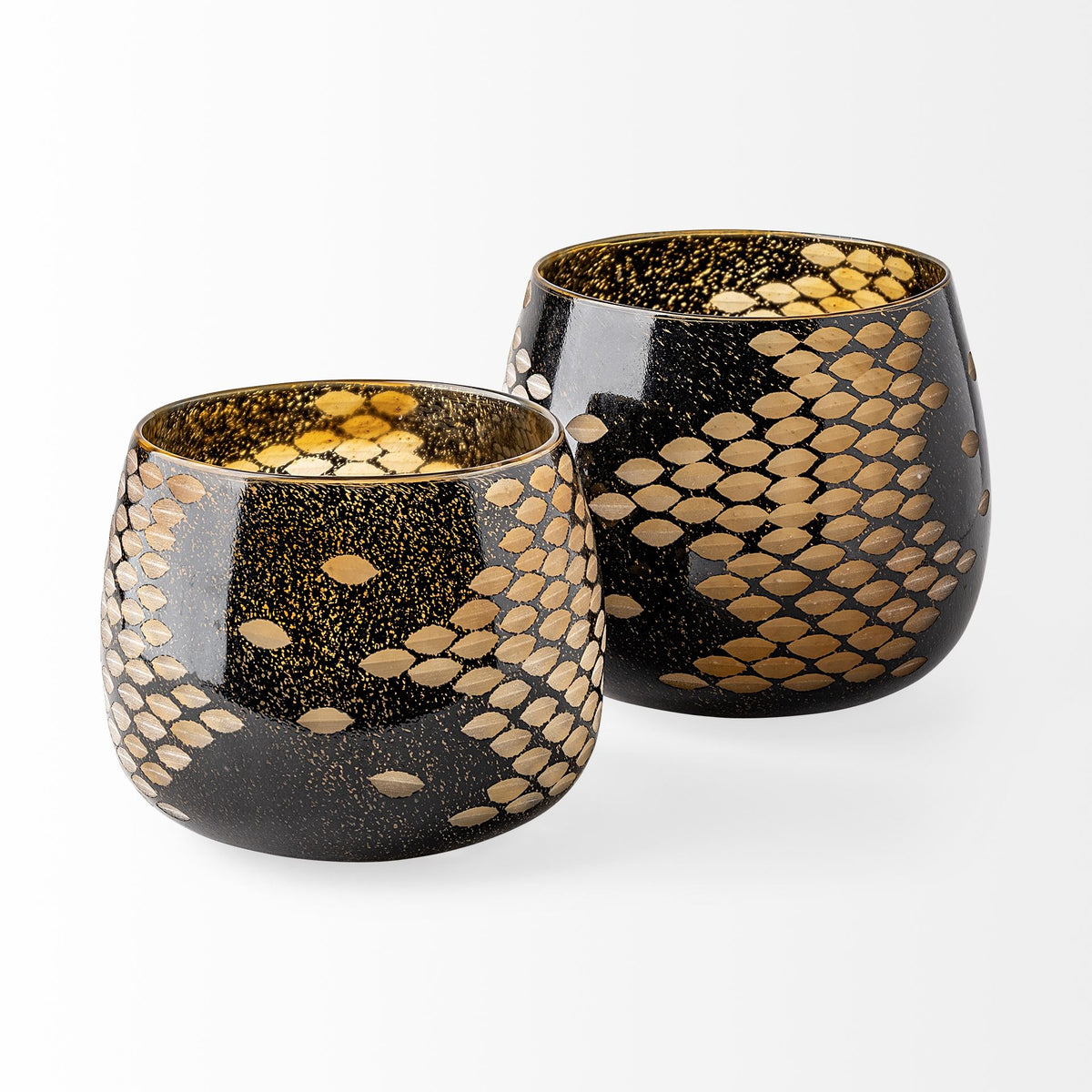 Mojave Large Black and Gold Detail Glass Vase-Vase-DECOROLALA