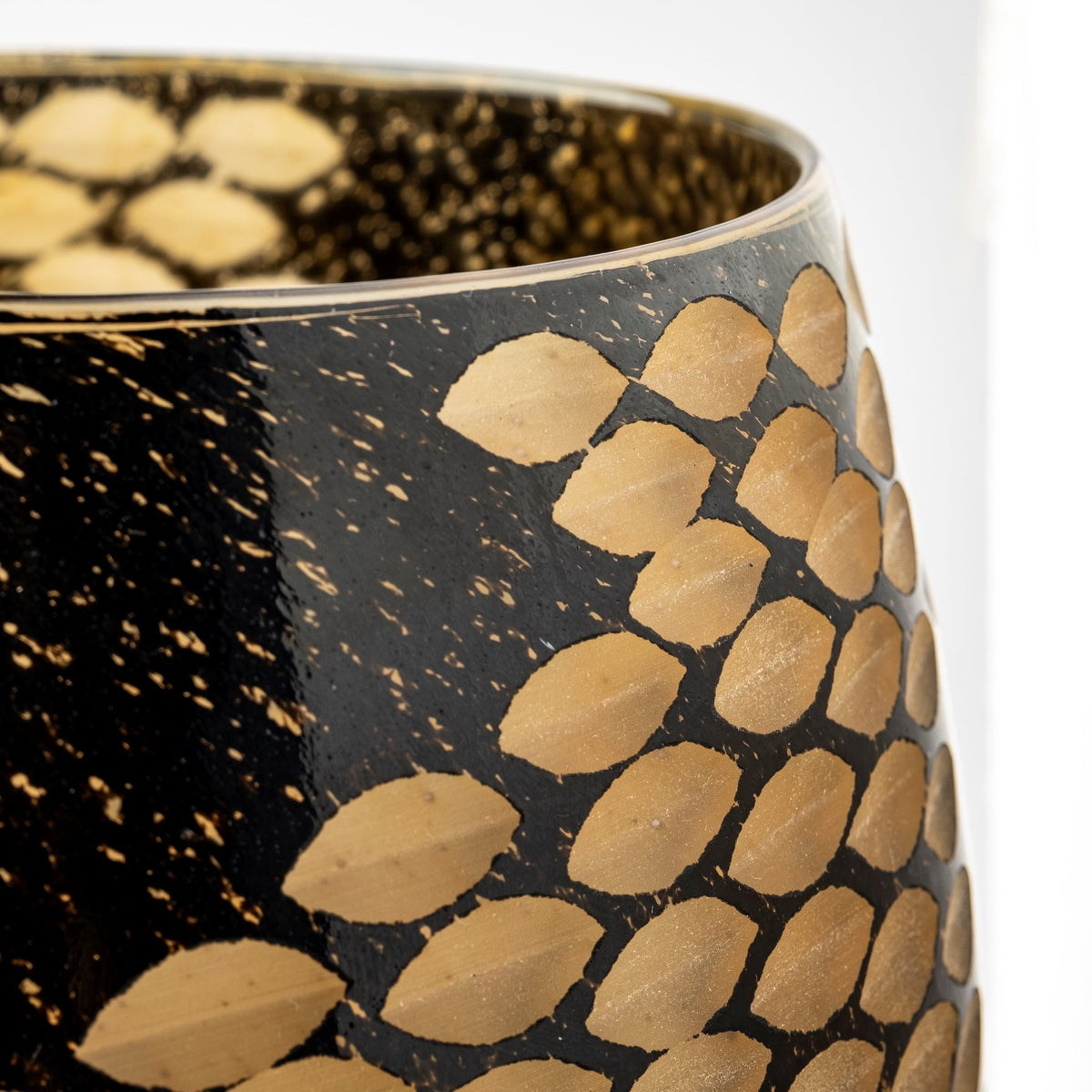 Mojave Large Black and Gold Detail Glass Vase-Vase-DECOROLALA