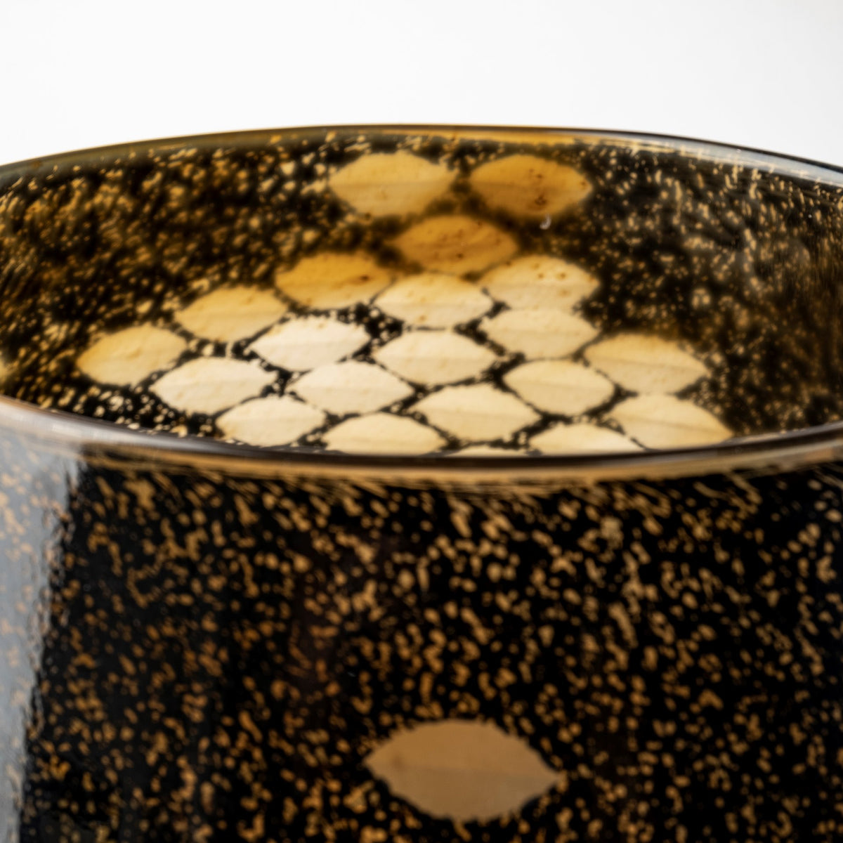 Mojave Large Black and Gold Detail Glass Vase-Vase-DECOROLALA