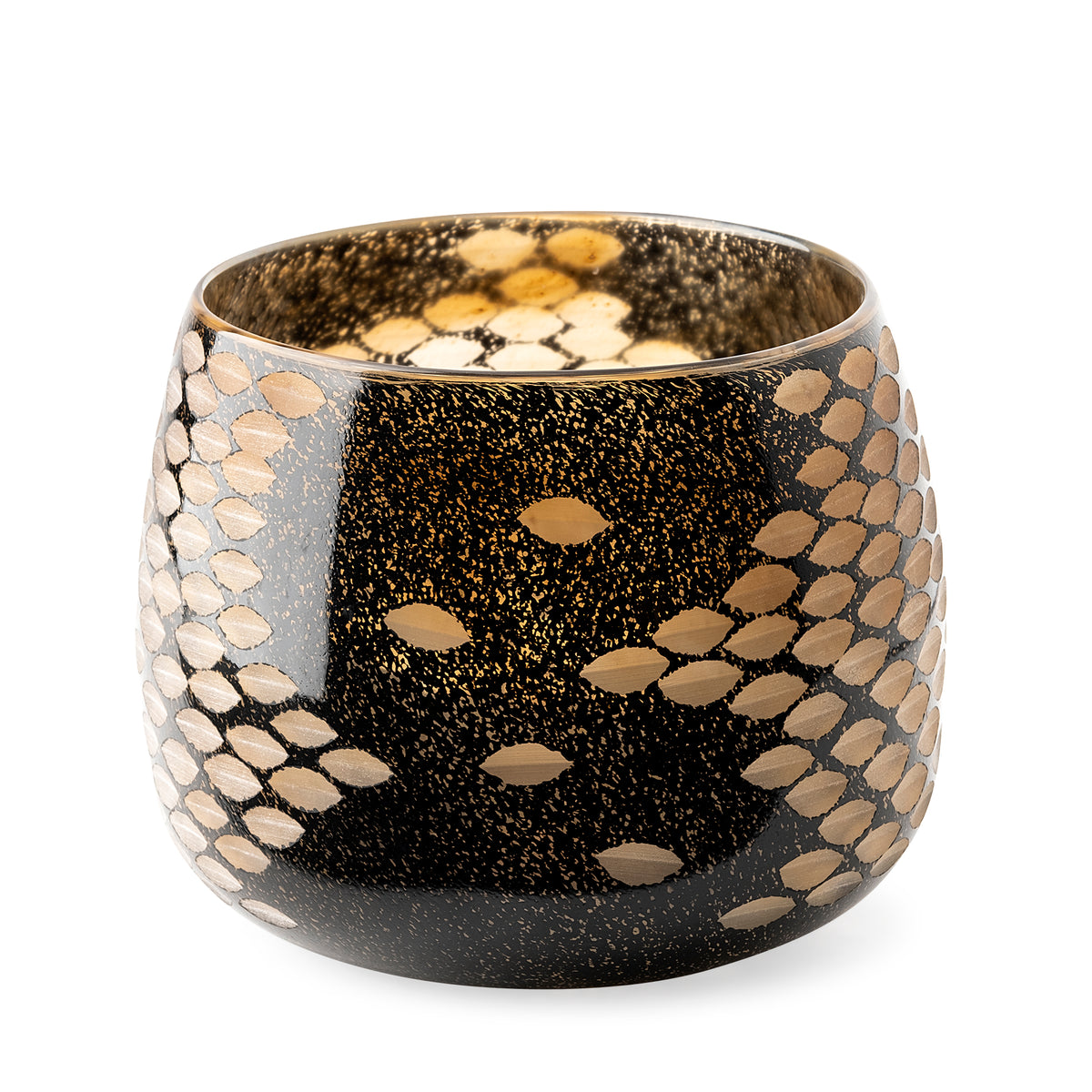 Mojave Small Black and Gold Detail Glass Vase-Vase-DECOROLALA
