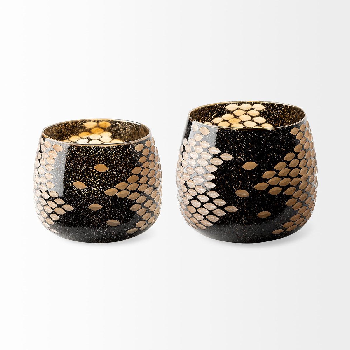 Mojave Small Black and Gold Detail Glass Vase-Vase-DECOROLALA