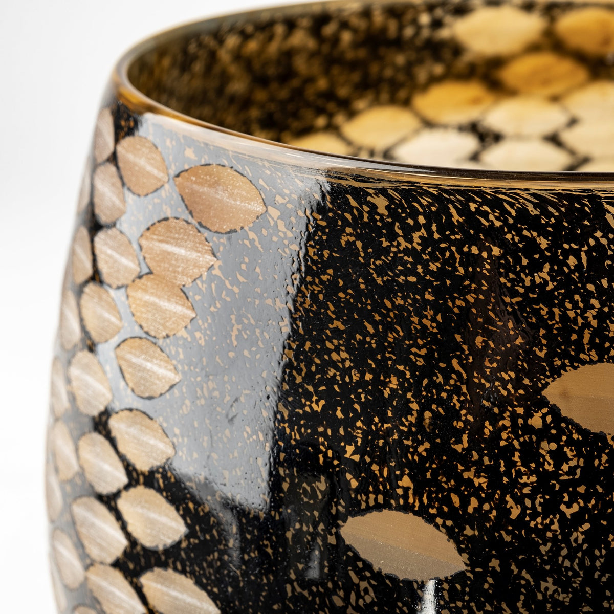 Mojave Small Black and Gold Detail Glass Vase-Vase-DECOROLALA