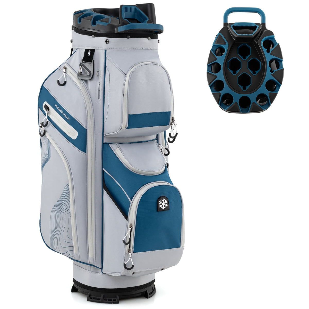 Molded Lock Top Golf Cart Bag with 14-Way Full Length Dividers and 11 Pockets-Navy-Golf-DECOROLALA