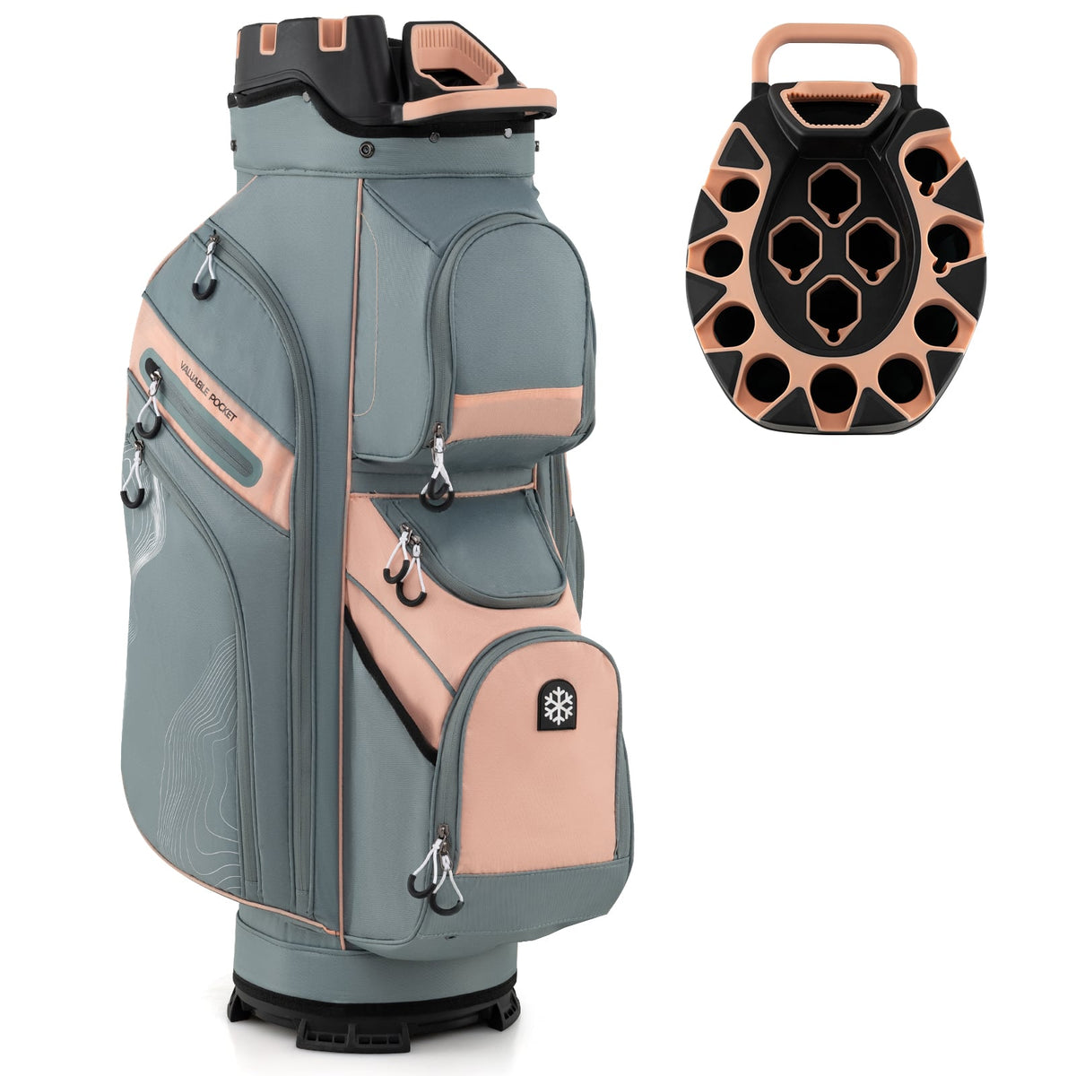 Molded Lock Top Golf Cart Bag with 14-Way Full Length Dividers and 11 Pockets-Orange-Golf-DECOROLALA