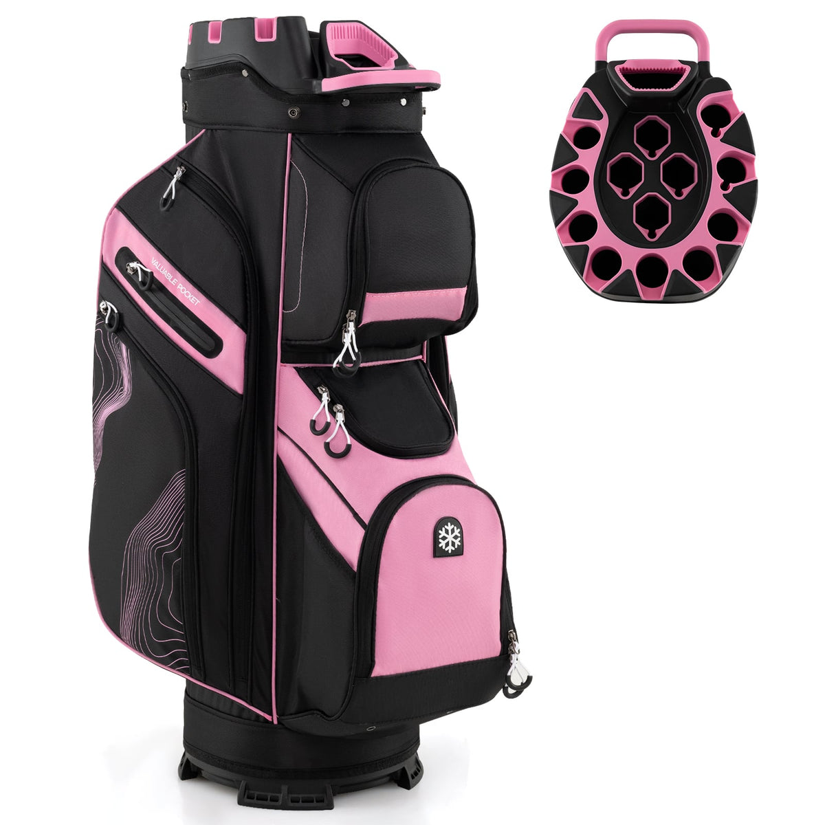 Molded Lock Top Golf Cart Bag with 14-Way Full Length Dividers and 11 Pockets-Pink-Golf-DECOROLALA