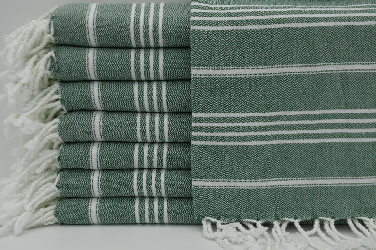 Monaco Dark Green Turkish Towel 40x70-Bath Towels-DECOROLALA