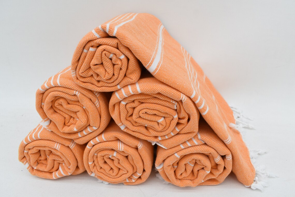 Monaco Orange Turkish Towel 40"x70" Cotton-Turkish Towel-DECOROLALA