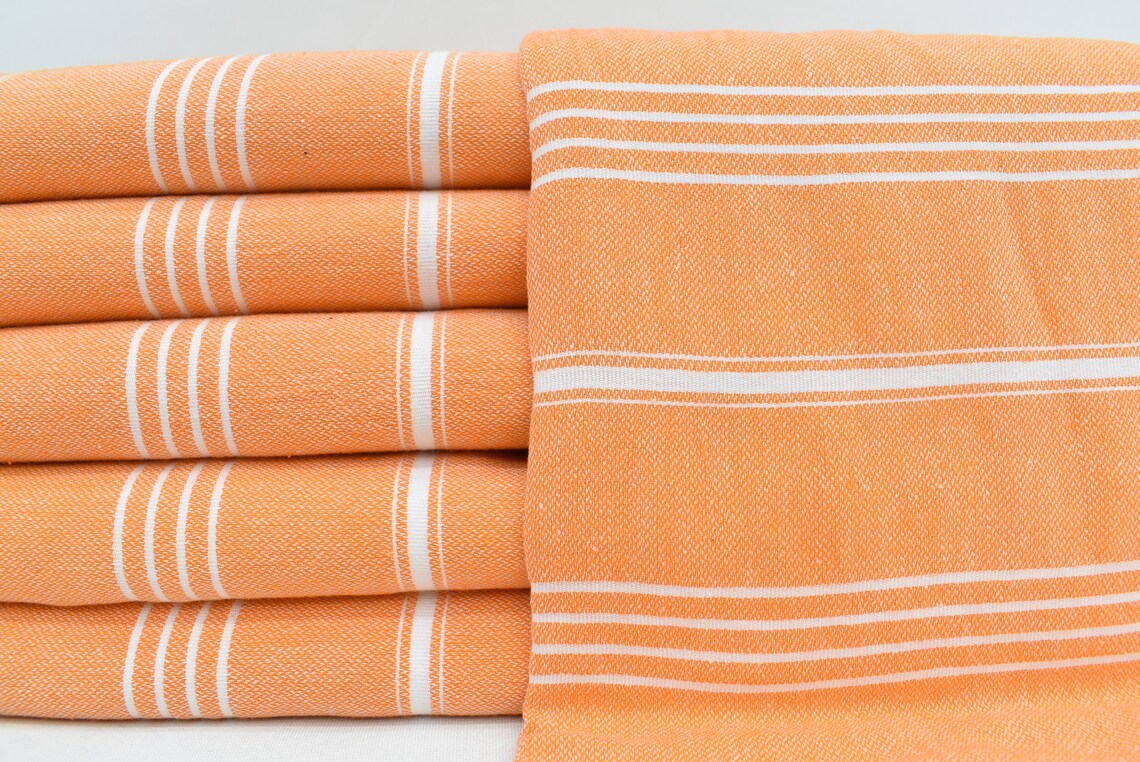 Monaco Orange Turkish Towel 40"x70" Cotton-Turkish Towel-DECOROLALA