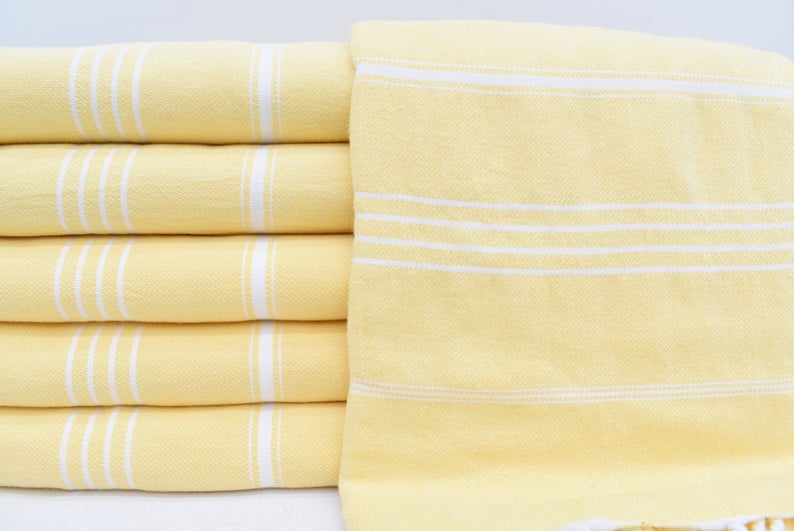 Monaco Yellow Turkish Towel - 40"W x 70"L-Turkish Towel-DECOROLALA