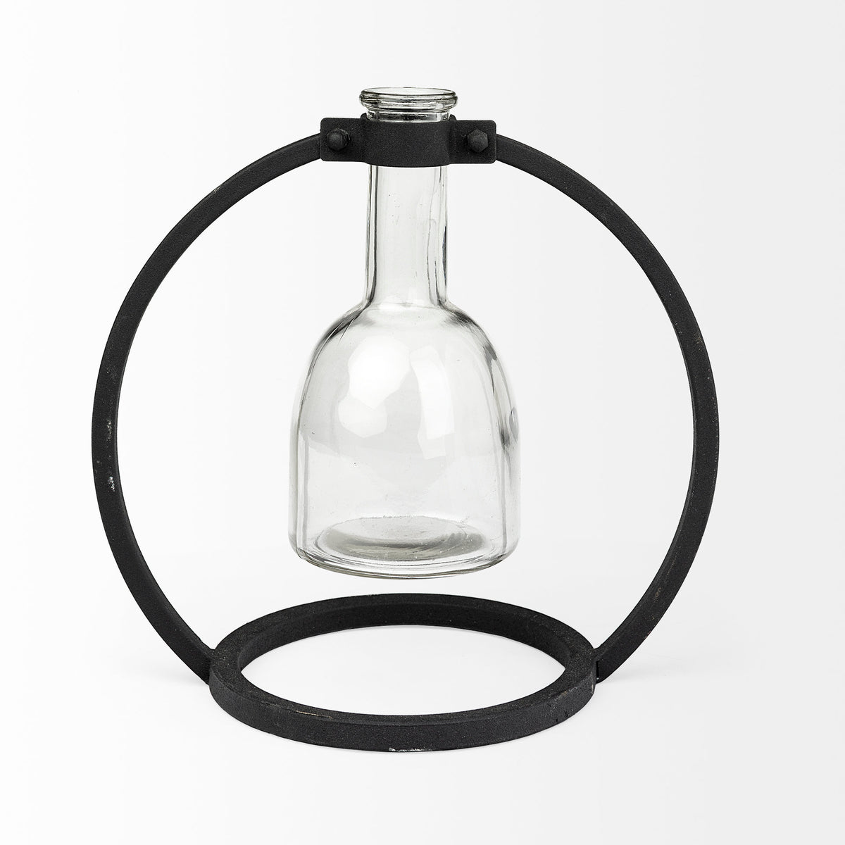 Monica I Short Black Metal Glass Bottle Vase-Vase-DECOROLALA