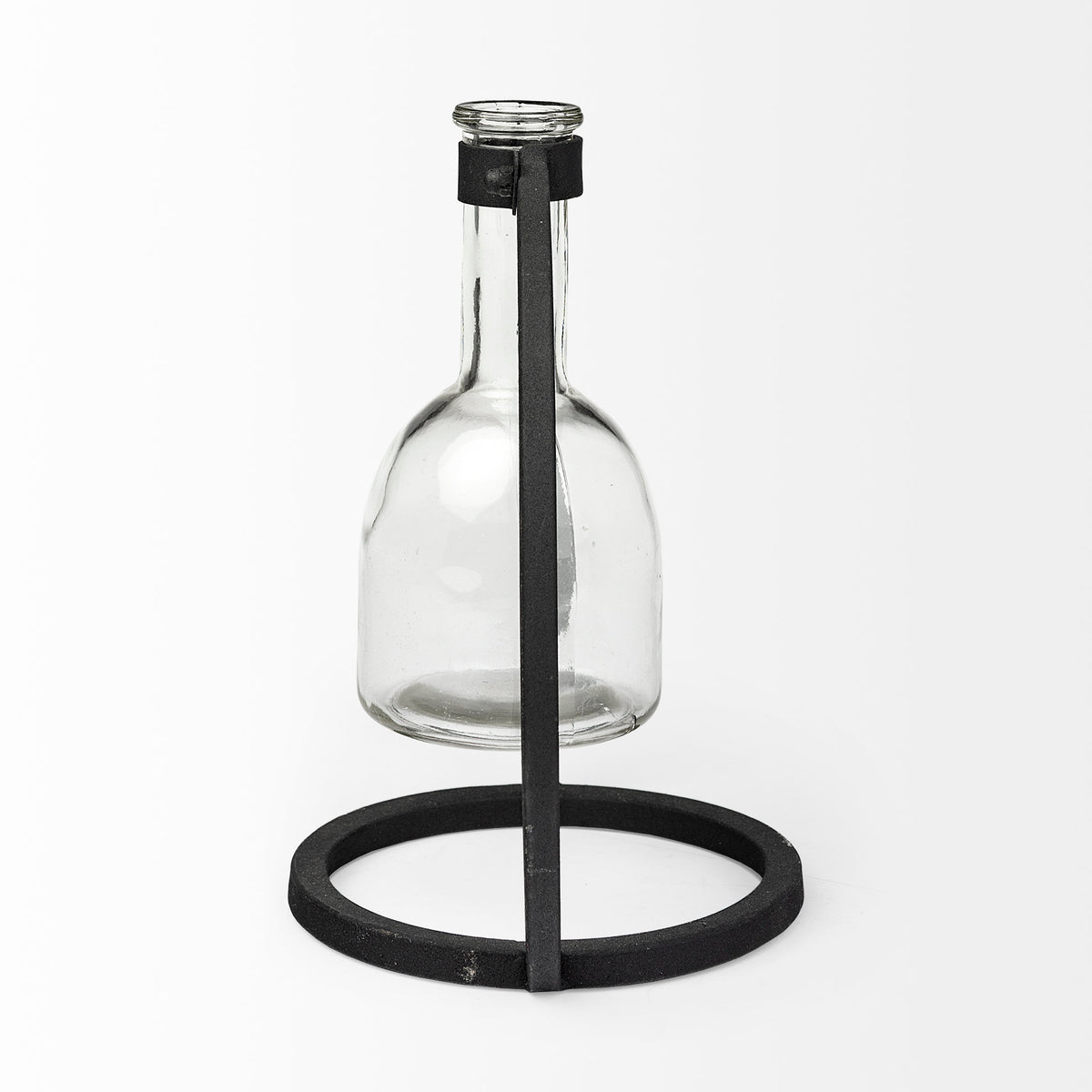 Monica I Short Black Metal Glass Bottle Vase-Vase-DECOROLALA