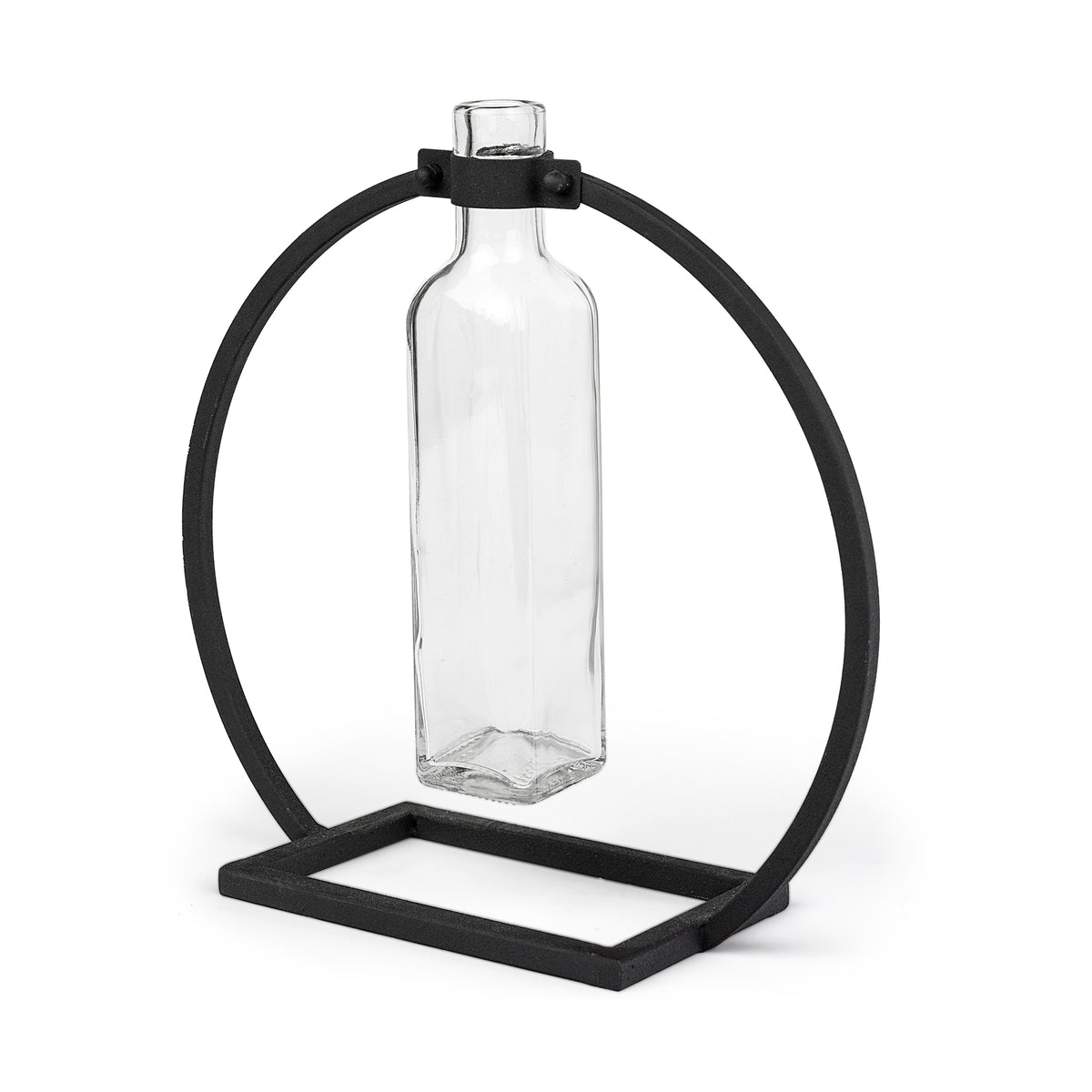 Monica II Tall Black Metal Glass Bottle Vase-Vase-DECOROLALA