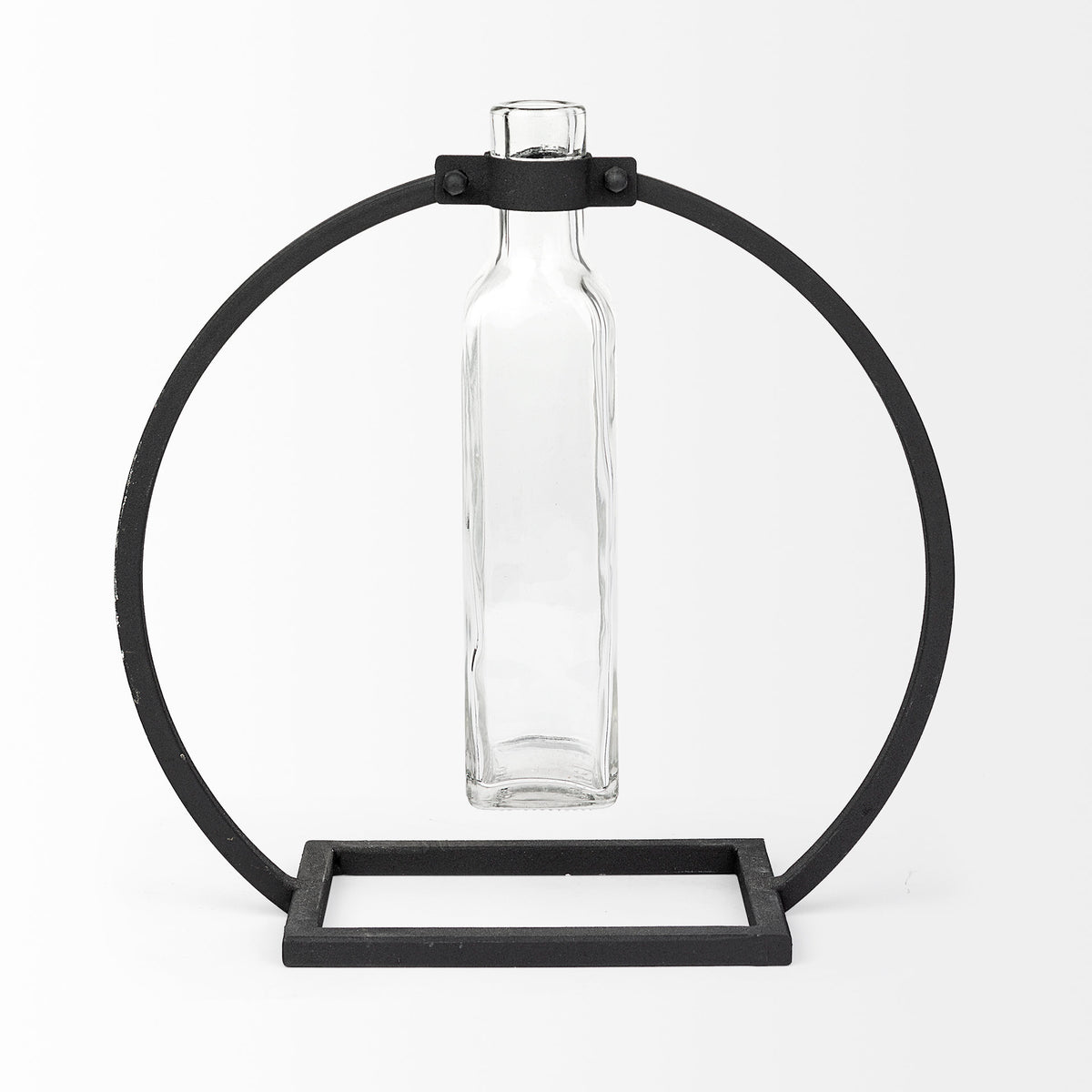Monica II Tall Black Metal Glass Bottle Vase-Vase-DECOROLALA