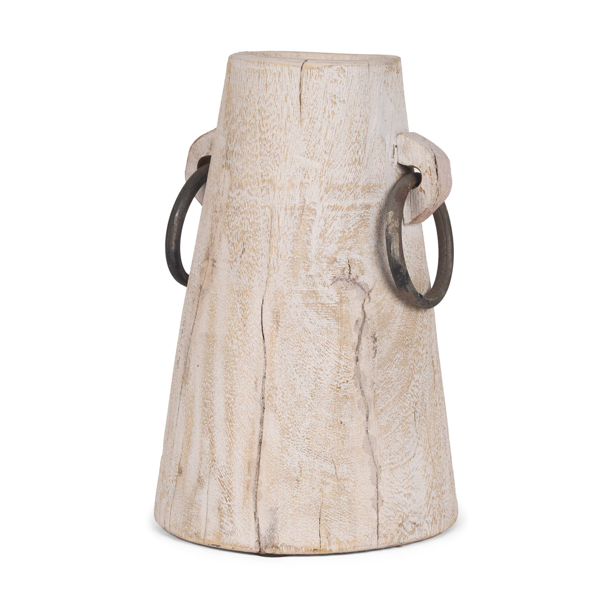 Monique Large Light Brown w/ Handles Wood Pot-Jars Jugs Urns-DECOROLALA