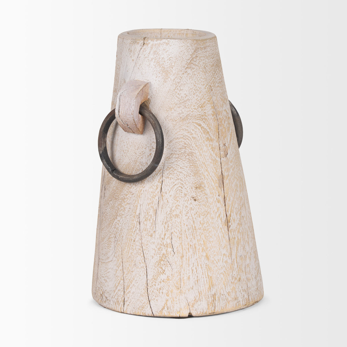 Monique Large Light Brown Whitewashed Wood Pot with Handles-Jars Jugs Urns-DECOROLALA