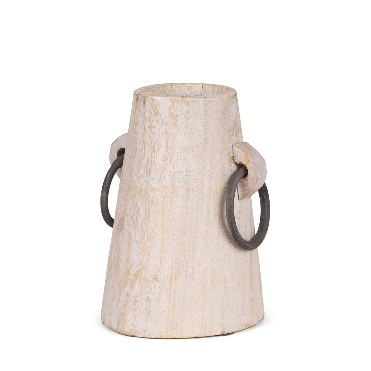 Monique Small Light Brown Wood Pot with Handles-Jars Jugs Urns-DECOROLALA