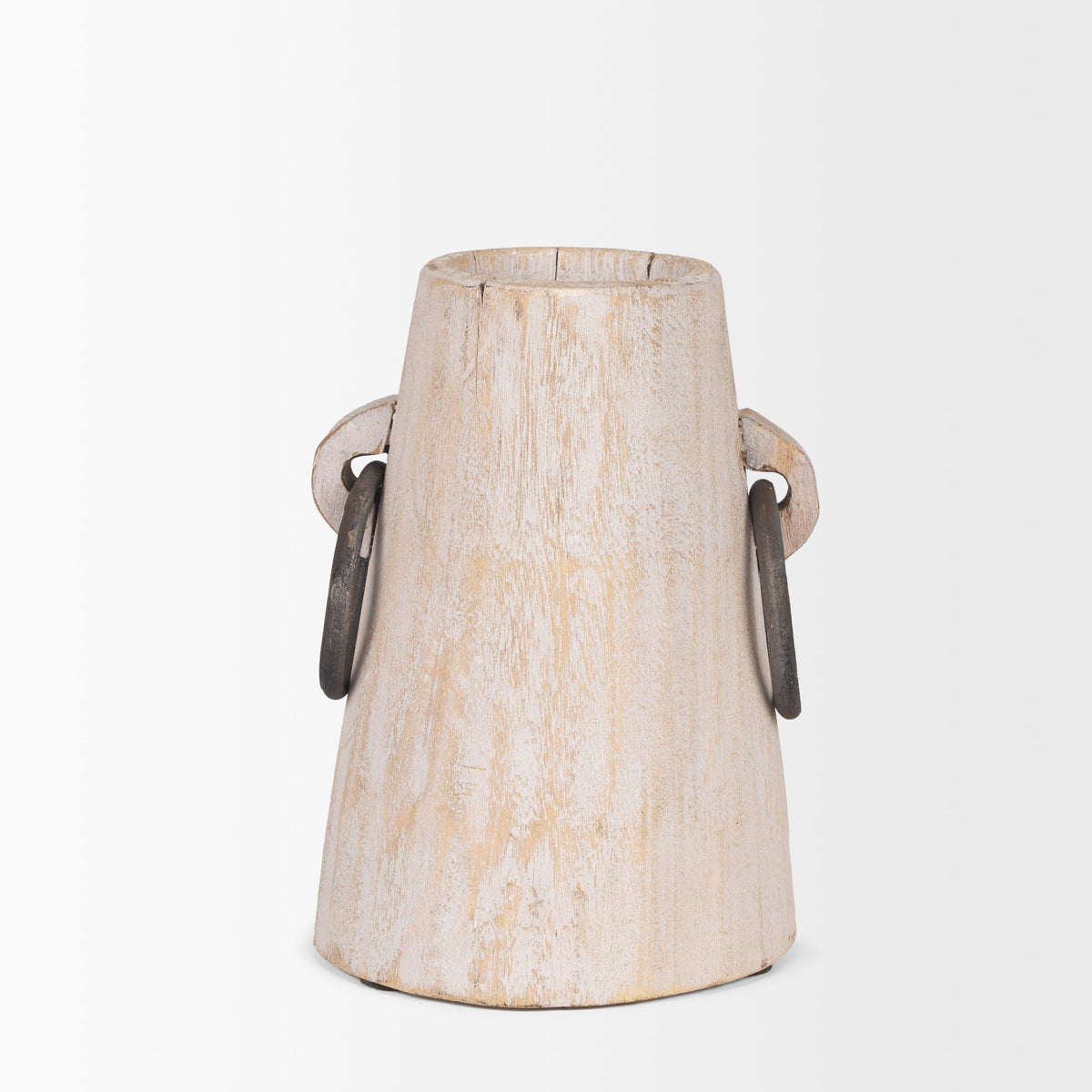 Monique Small Light Brown Wood Pot with Handles-Jars Jugs Urns-DECOROLALA