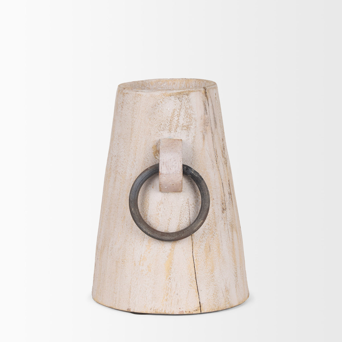 Monique Small Light Brown Wood Pot with Handles-Jars Jugs Urns-DECOROLALA