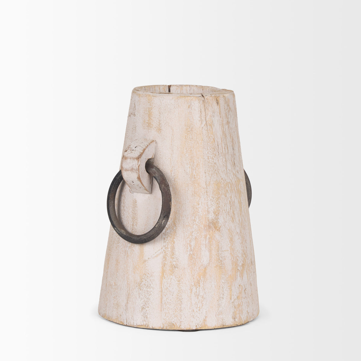 Monique Small Light Brown Wood Pot with Handles-Jars Jugs Urns-DECOROLALA
