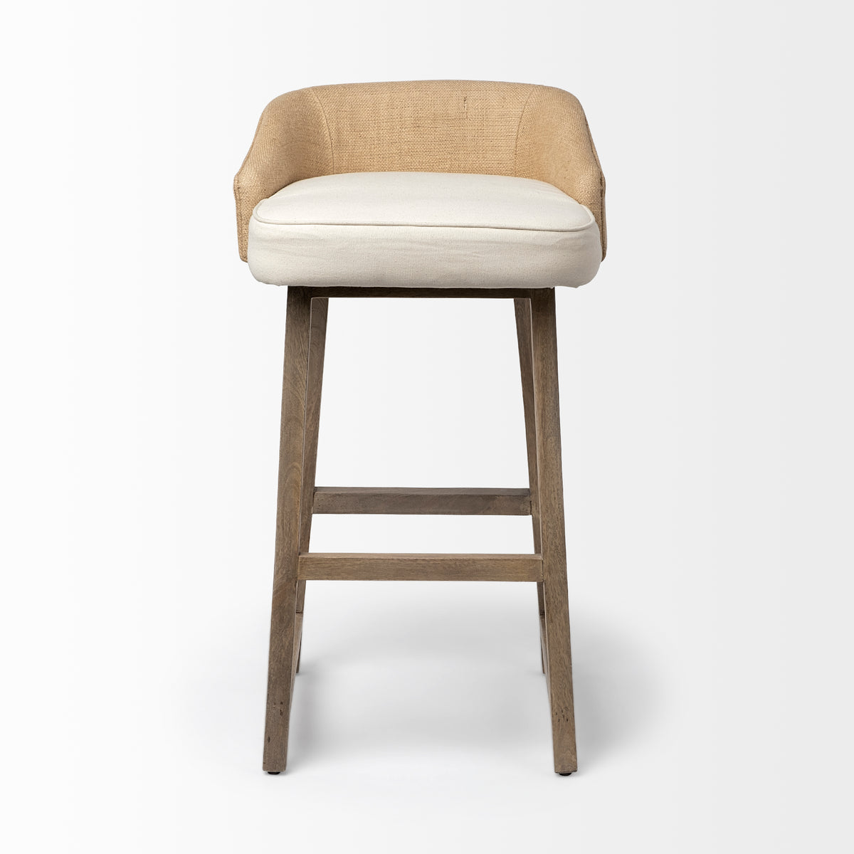 Monmouth 30.5" Seat Height Cream/Beige Fabric Seat Brown Wood Frame Bar Stool-Bar Stools-DECOROLALA