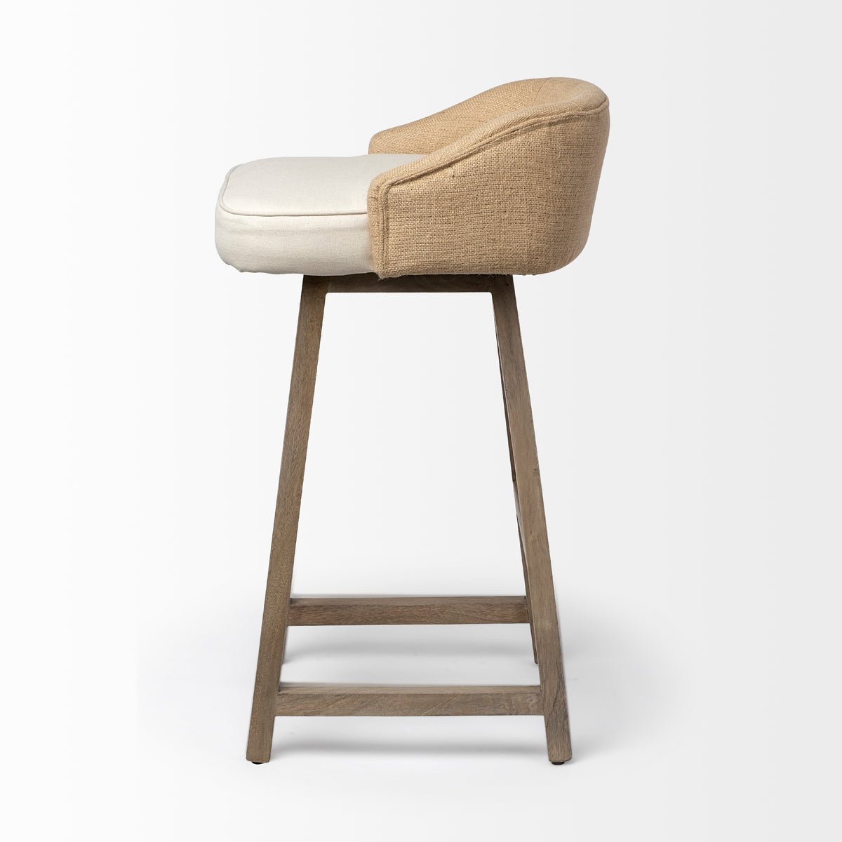 Monmouth 30.5" Seat Height Cream/Beige Fabric Seat Brown Wood Frame Bar Stool-Bar Stools-DECOROLALA