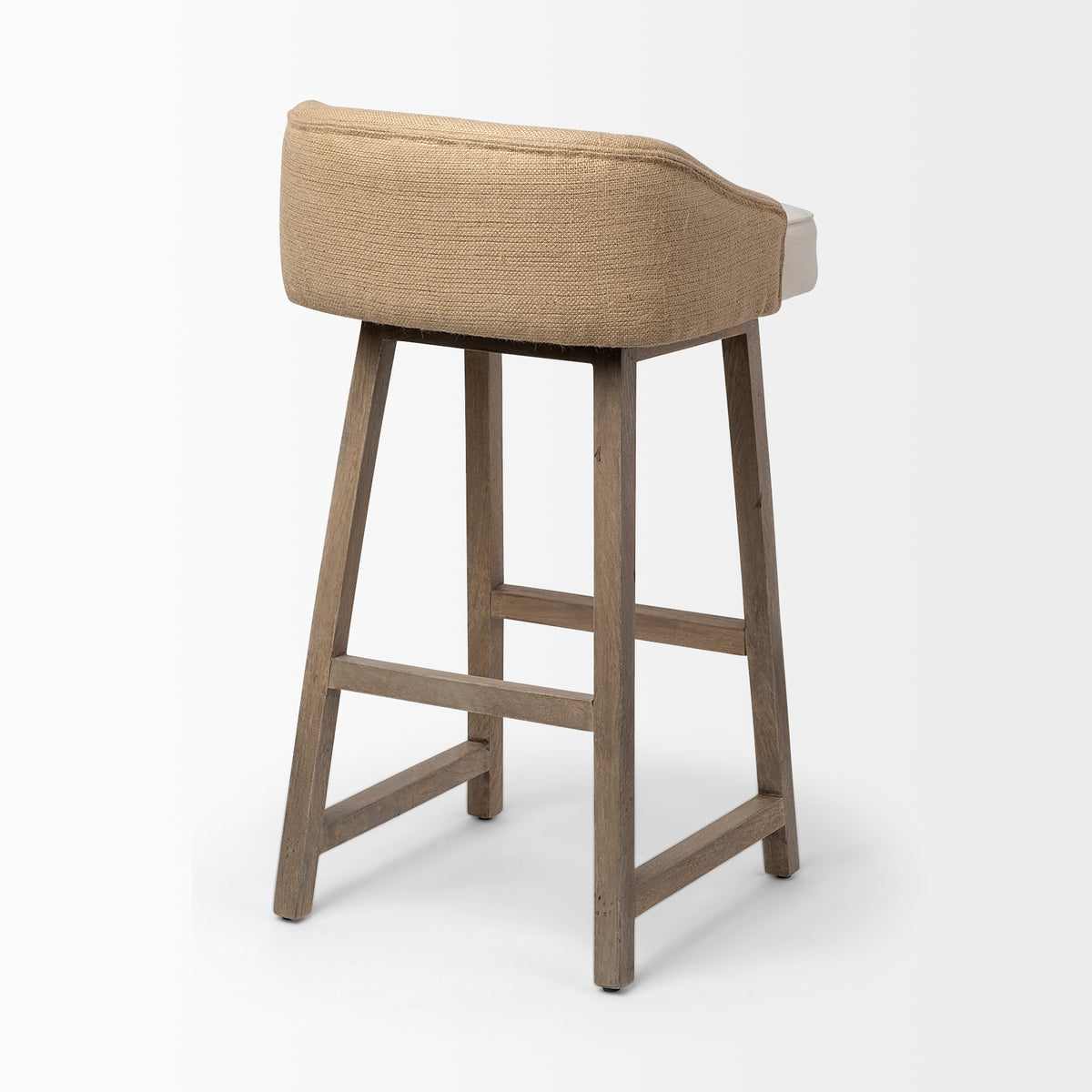 Monmouth 30.5" Seat Height Cream/Beige Fabric Seat Brown Wood Frame Bar Stool-Bar Stools-DECOROLALA