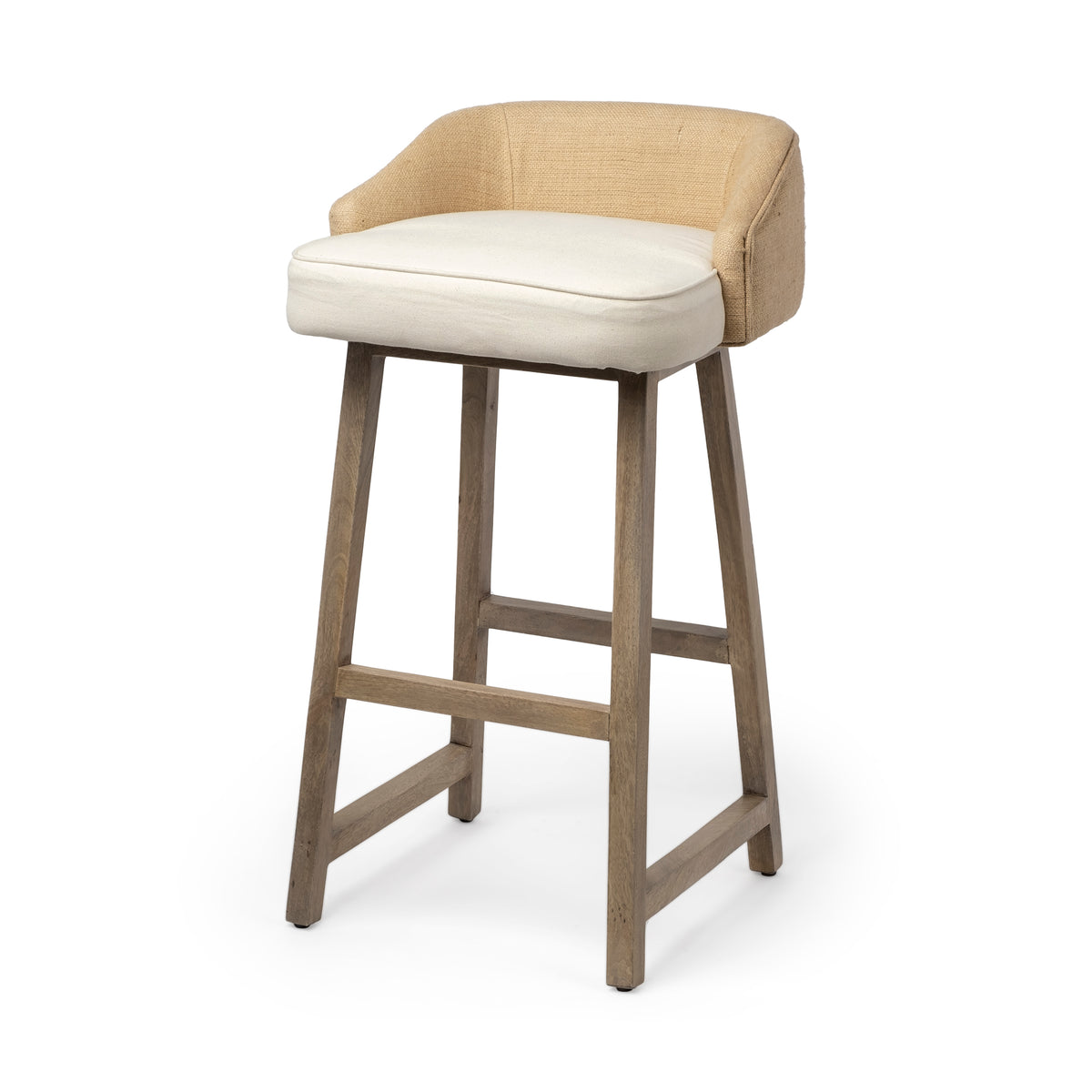 Monmouth Fabric Bar Stool - Cream/Brown-Bar Stools-DECOROLALA